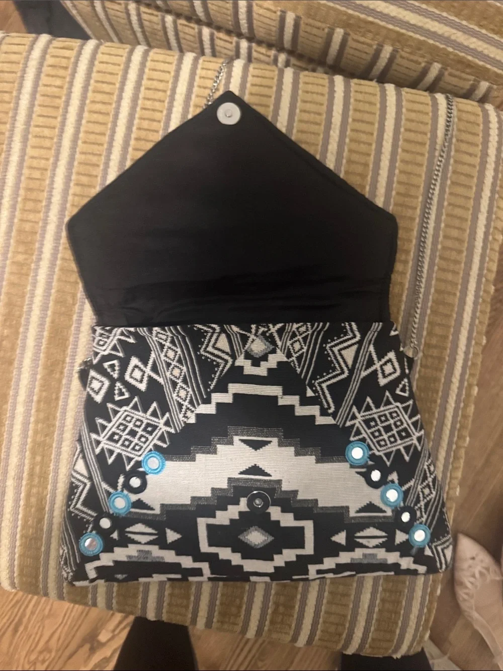Black & Blue Geometric Pattern Crossbody Bag